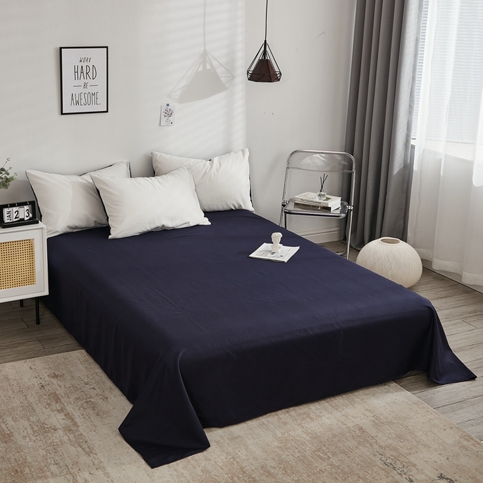 啊雅家居 2025新款ins简约纯色亲肤磨毛系列-单床单床单单件单品床单 藏青
