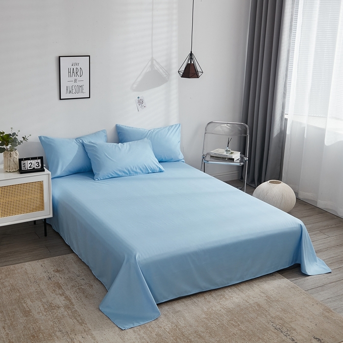 啊雅家居 2025新款ins简约纯色亲肤磨毛系列-单床单床单单件单品床单 天空兰