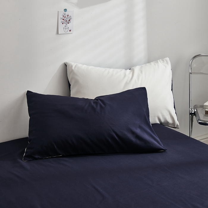 91家纺网 家纺一手货源 找家纺 （总）啊雅家居 2025新款ins简约学生宿舍双拼纯色磨毛四件套可订制logo