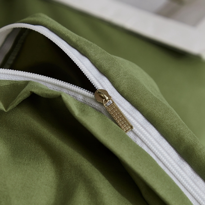 91家纺网 家纺一手货源 找家纺 啊雅家居 2025新款ins简约学生宿舍双拼纯色磨毛四件套可订制logo 草绿