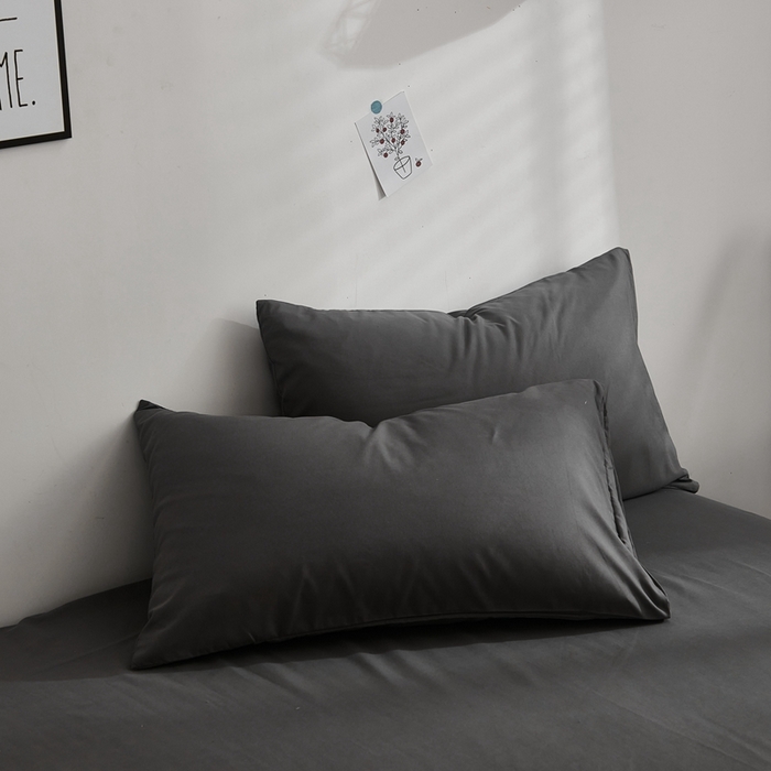 91家纺网 家纺一手货源 找家纺 啊雅家居 2025新款ins简约学生宿舍双拼纯色磨毛四件套可订制logo 深灰