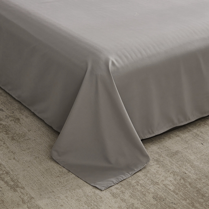 91家纺网 家纺一手货源 找家纺 啊雅家居 2025新款ins简约学生宿舍双拼纯色磨毛四件套可订制logo 天空兰加浅灰