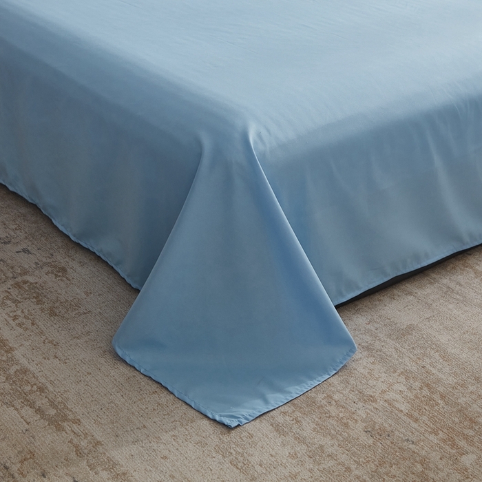 91家纺网 家纺一手货源 找家纺 啊雅家居 2025新款ins简约学生宿舍双拼纯色磨毛四件套可订制logo 天空兰