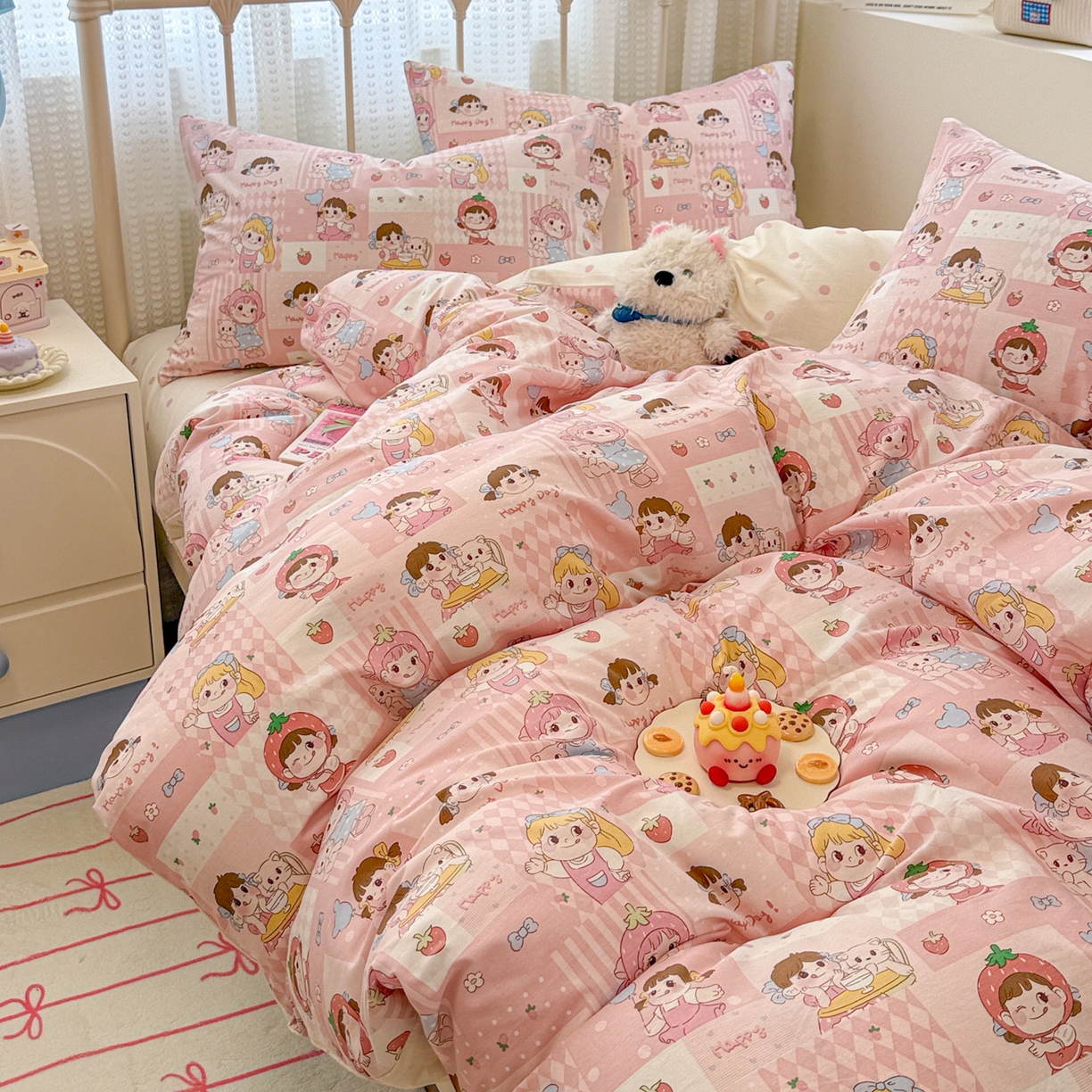 91家纺网 家纺一手货源 找家纺 （总）呗旺鹿 2025新款全棉卡通四件套