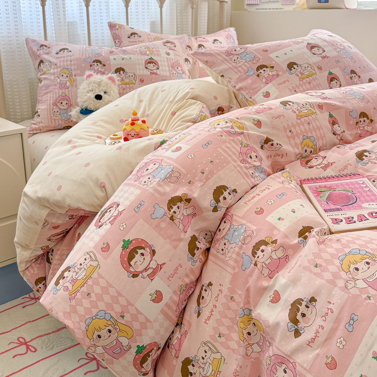 91家纺网 家纺一手货源 找家纺 （总）呗旺鹿 2025新款全棉卡通四件套