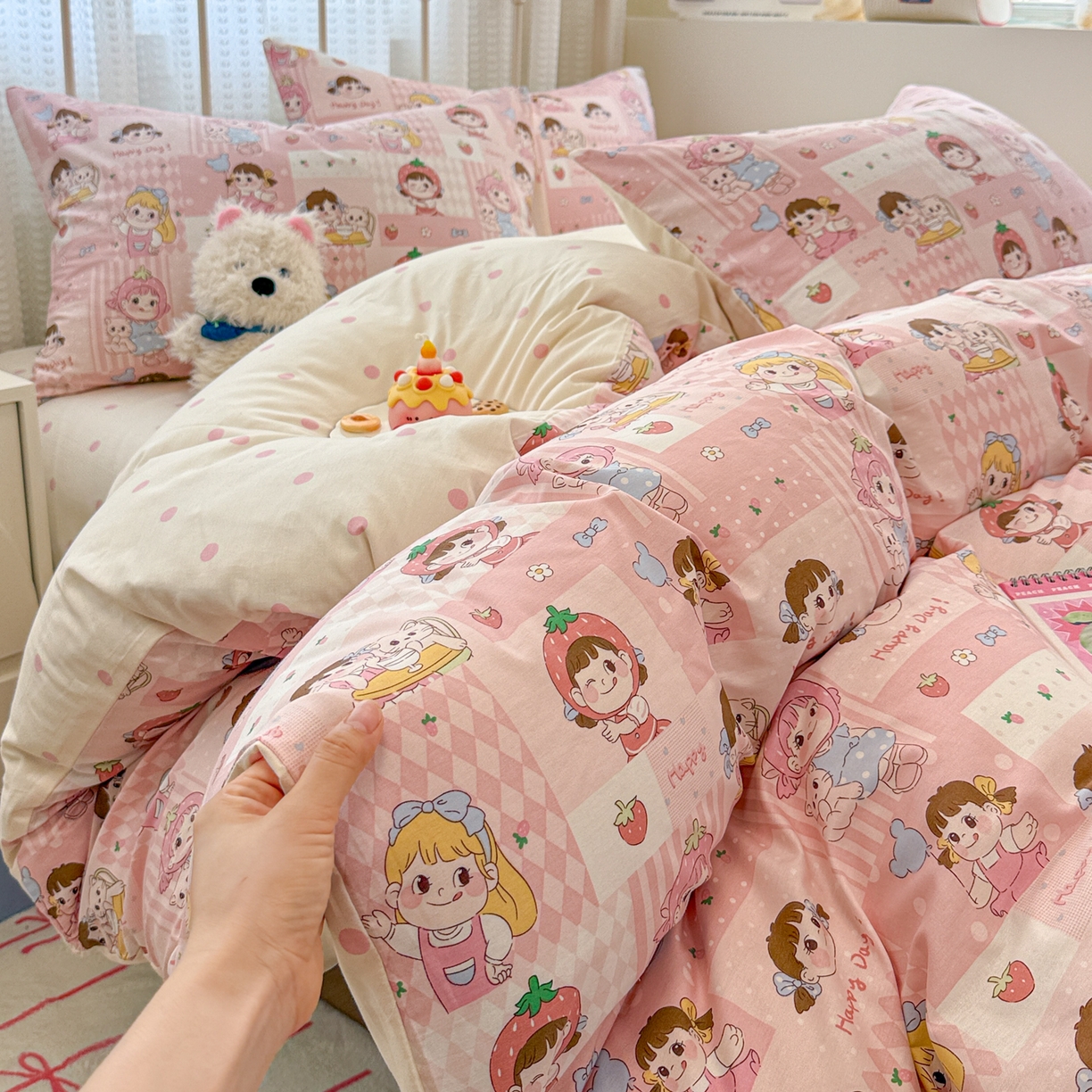 91家纺网 家纺一手货源 找家纺 （总）呗旺鹿 2025新款全棉卡通四件套