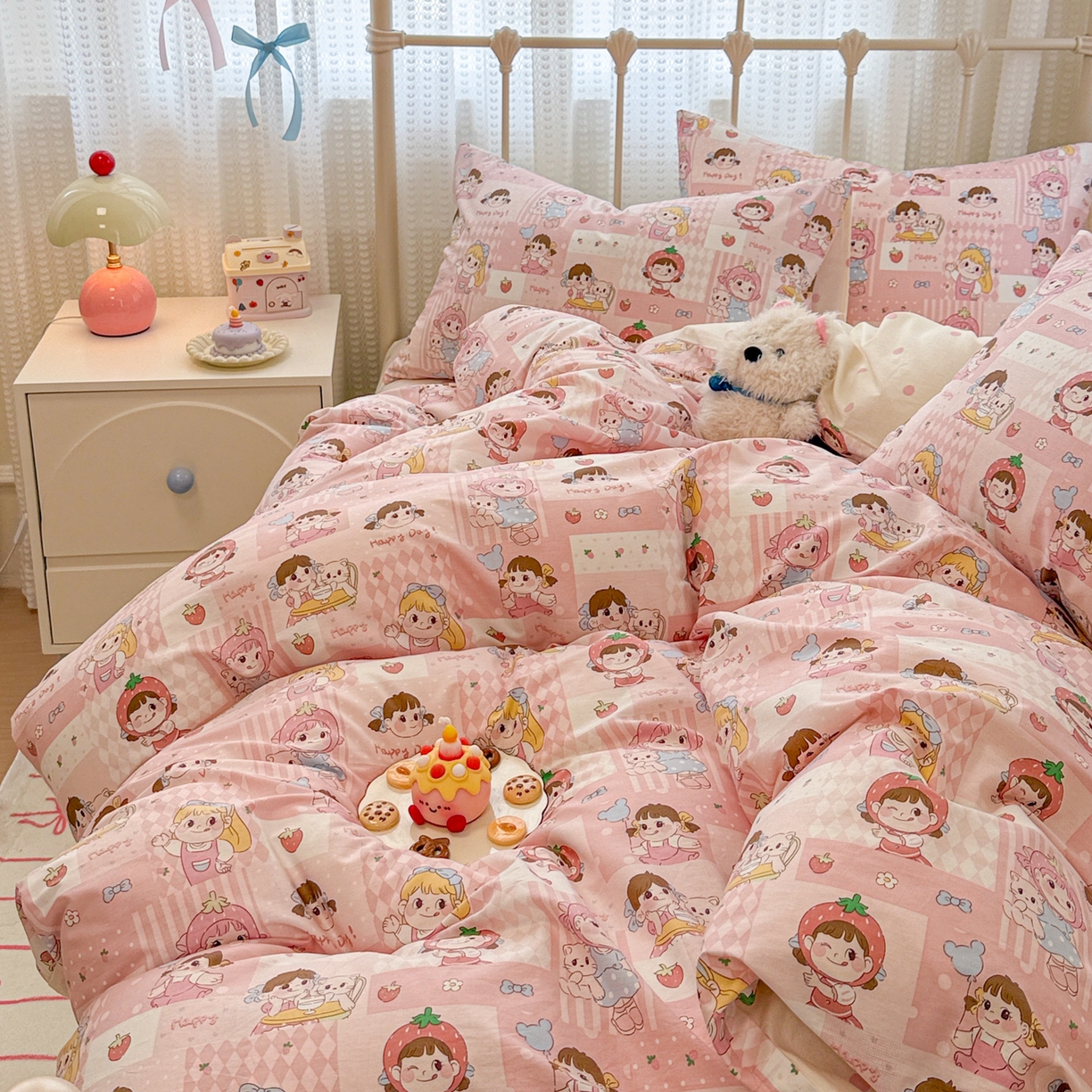 91家纺网 家纺一手货源 找家纺 （总）呗旺鹿 2025新款全棉卡通四件套