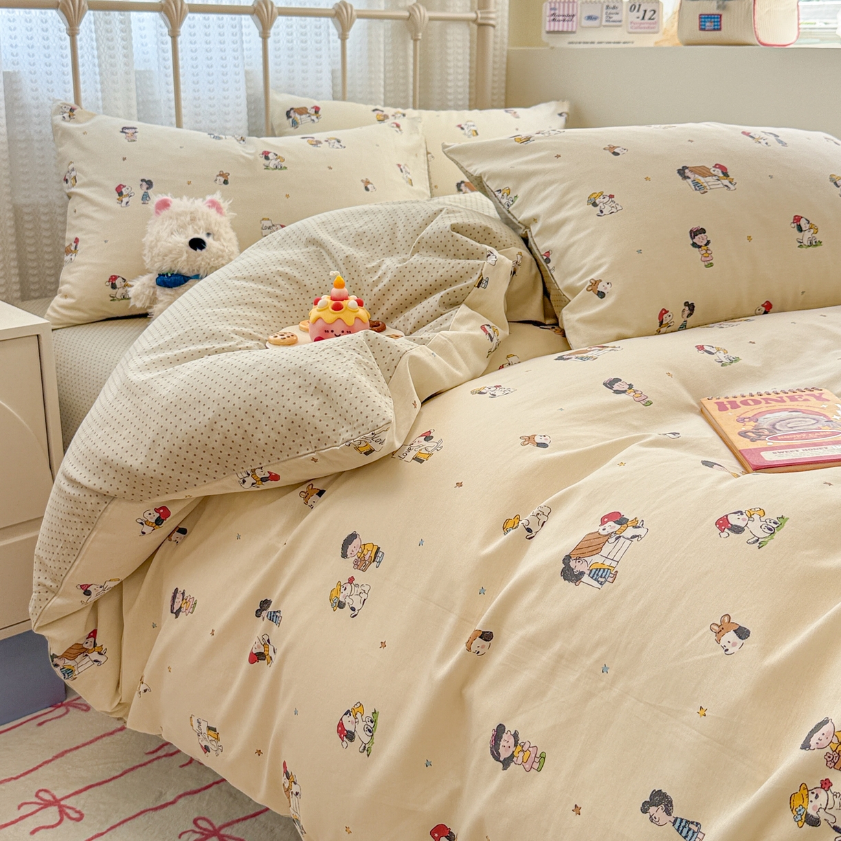 91家纺网 家纺一手货源 找家纺 呗旺鹿 2025新款全棉卡通四件套 派克