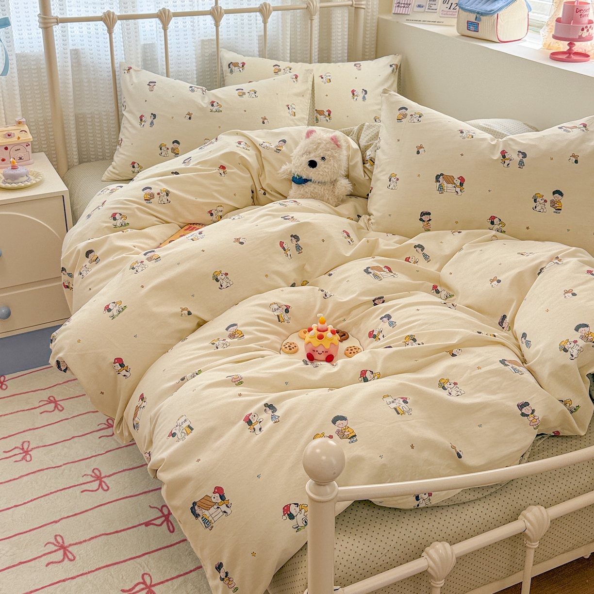 91家纺网 家纺一手货源 找家纺 呗旺鹿 2025新款全棉卡通四件套 派克