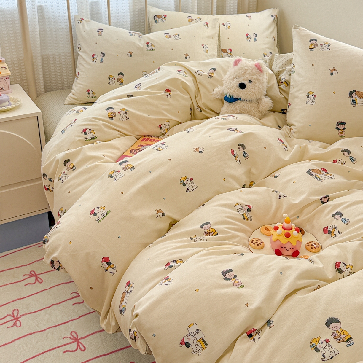 91家纺网 家纺一手货源 找家纺 呗旺鹿 2025新款全棉卡通四件套 派克