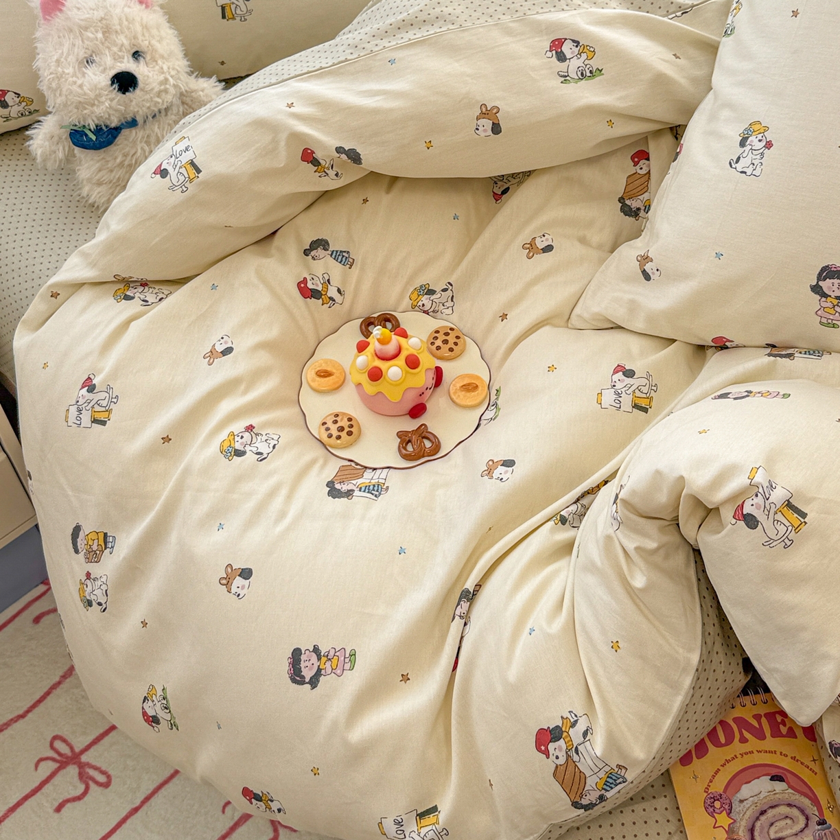 91家纺网 家纺一手货源 找家纺 呗旺鹿 2025新款全棉卡通四件套 派克