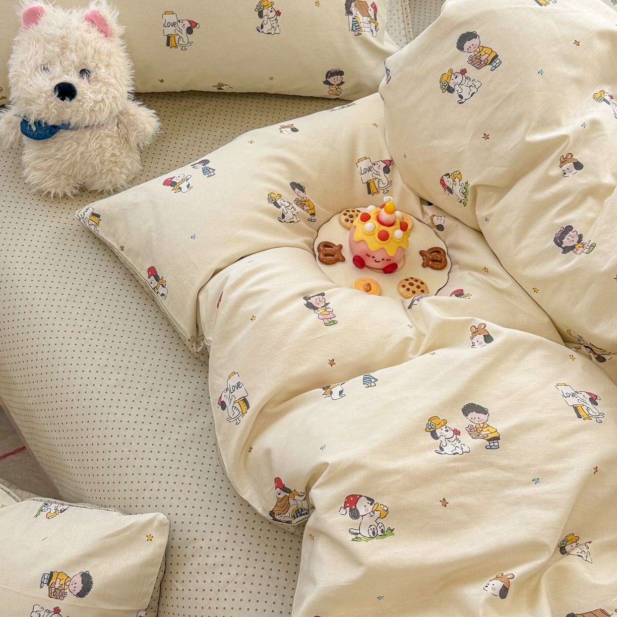 91家纺网 家纺一手货源 找家纺 呗旺鹿 2025新款全棉卡通四件套 派克