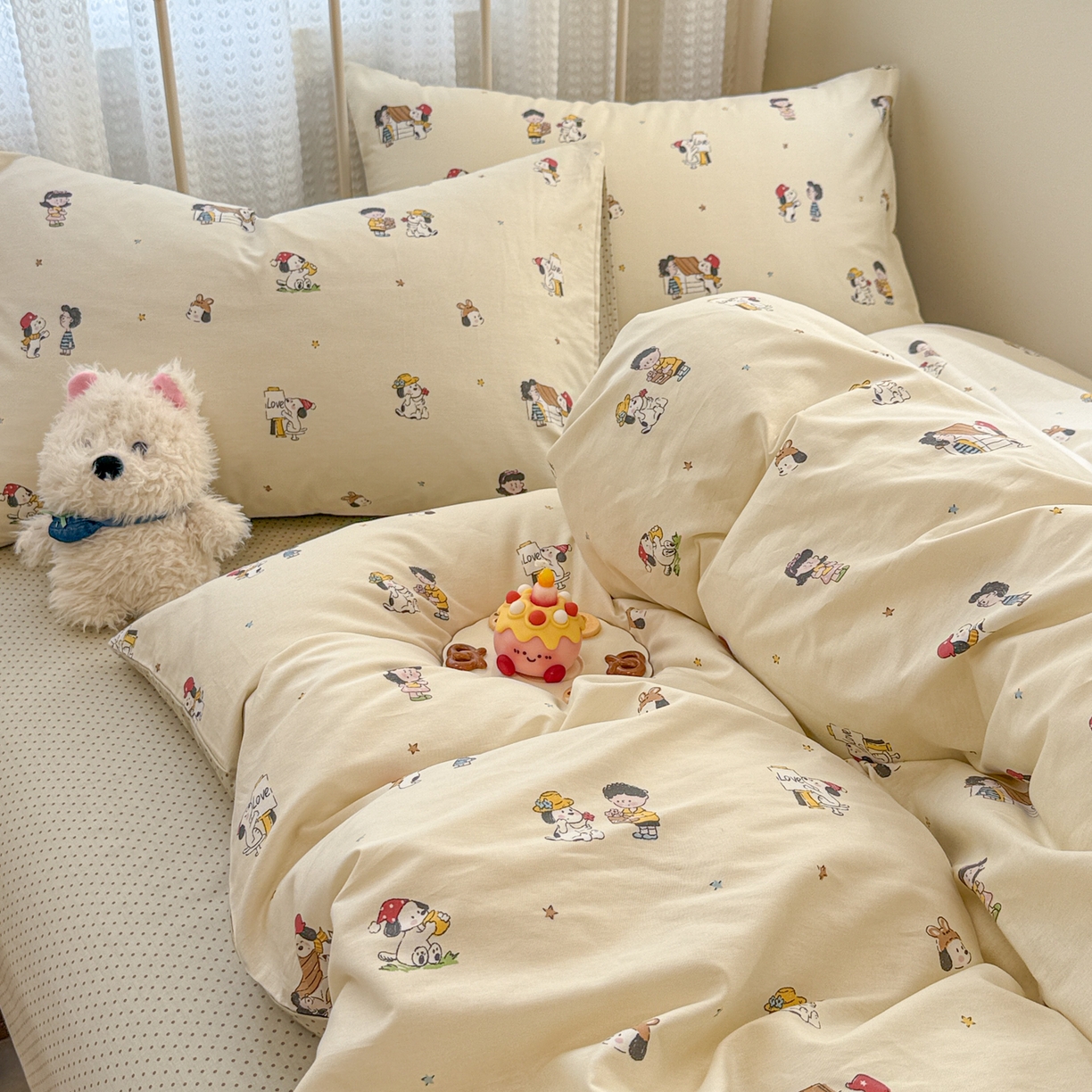 91家纺网 家纺一手货源 找家纺 呗旺鹿 2025新款全棉卡通四件套 派克