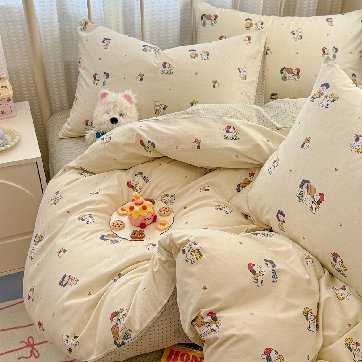 91家纺网 家纺一手货源 找家纺 呗旺鹿 2025新款全棉卡通四件套 派克