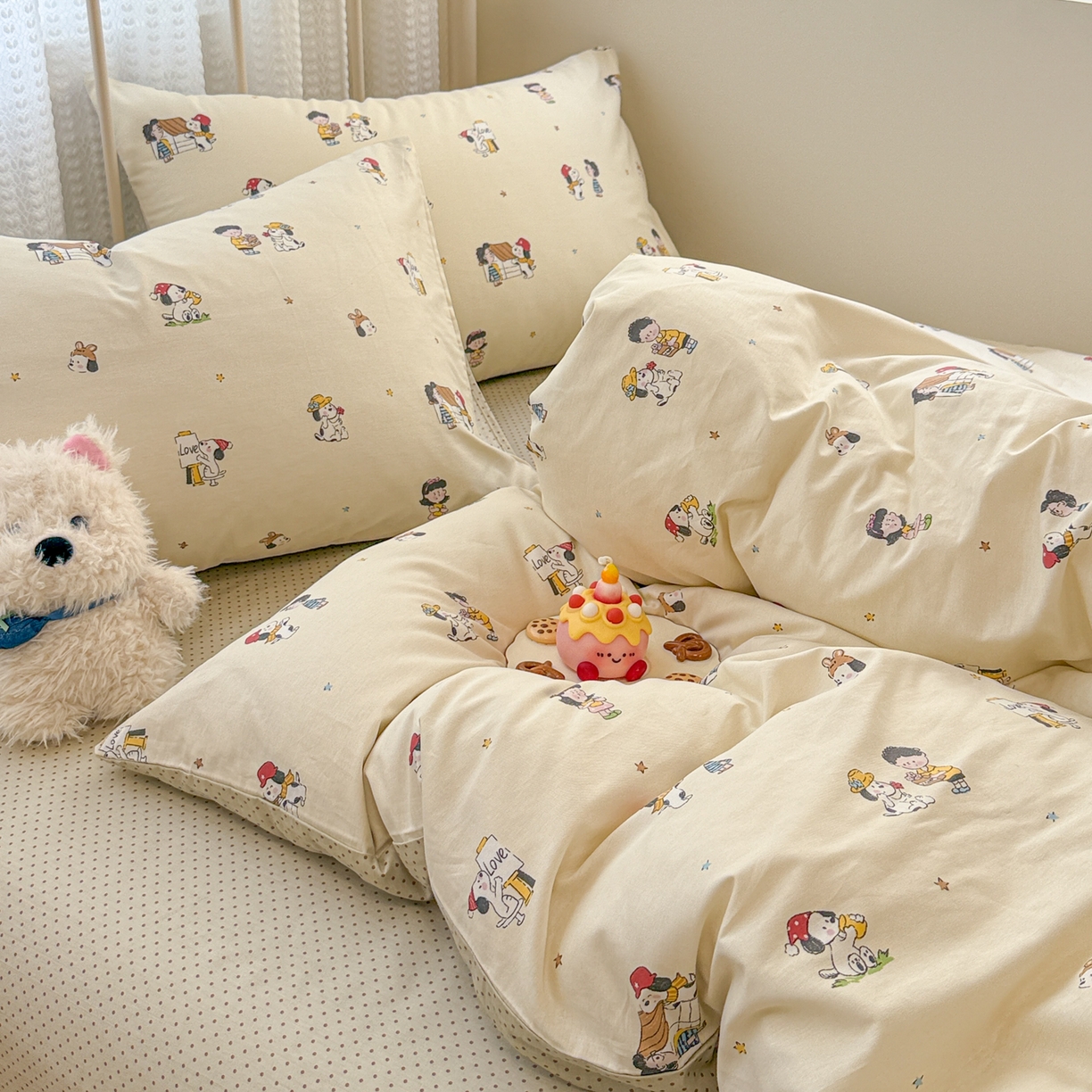 91家纺网 家纺一手货源 找家纺 呗旺鹿 2025新款全棉卡通四件套 派克