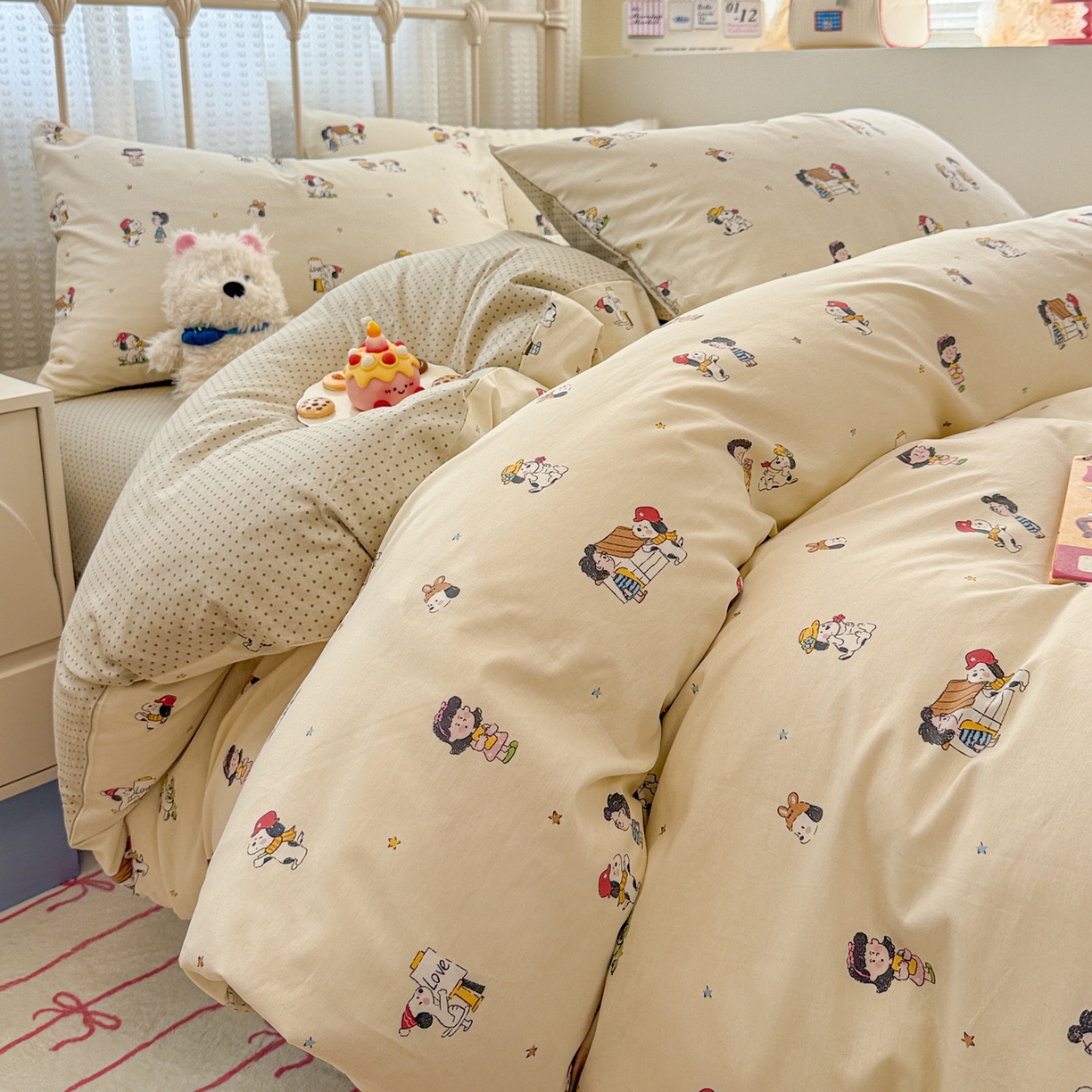 91家纺网 家纺一手货源 找家纺 呗旺鹿 2025新款全棉卡通四件套 派克