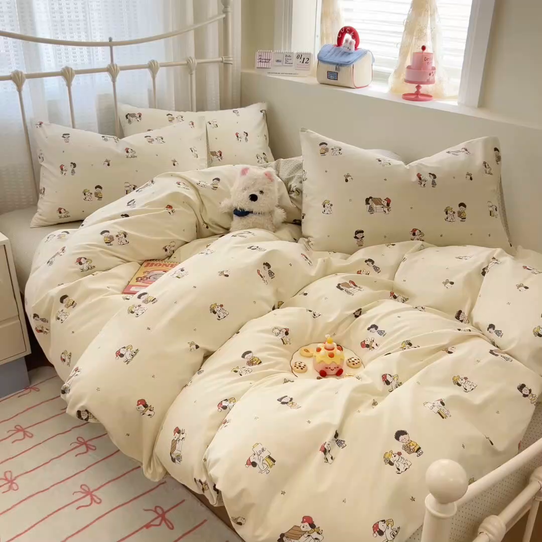 91家纺网 家纺一手货源 找家纺 呗旺鹿 2025新款全棉卡通四件套 派克