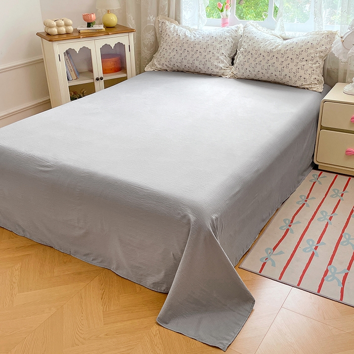 91家纺网 家纺一手货源 找家纺 优尚佳生活馆 2025新款云感木棉皱皱双层纱全棉镂空花边四件套（提供买家秀） 呆萌兔