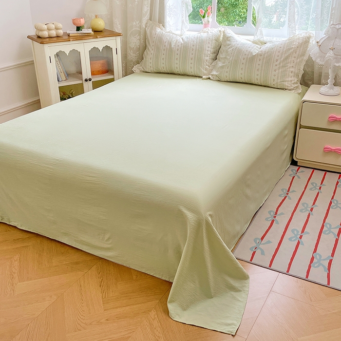 91家纺网 家纺一手货源 找家纺 优尚佳生活馆 2025新款云感木棉皱皱双层纱全棉镂空花边四件套（提供买家秀） 君心莫莉