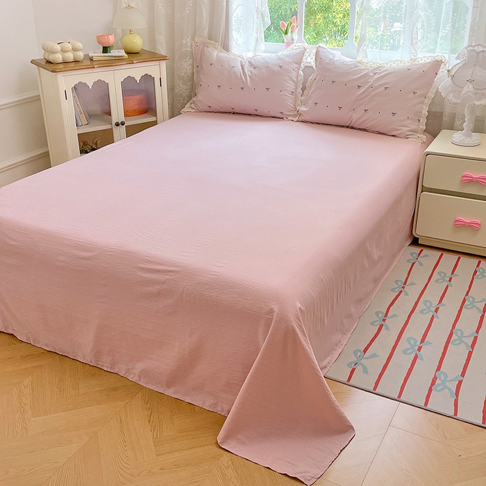 91家纺网 家纺一手货源 找家纺 优尚佳生活馆 2025新款云感木棉皱皱双层纱全棉镂空花边四件套（提供买家秀） 同心结