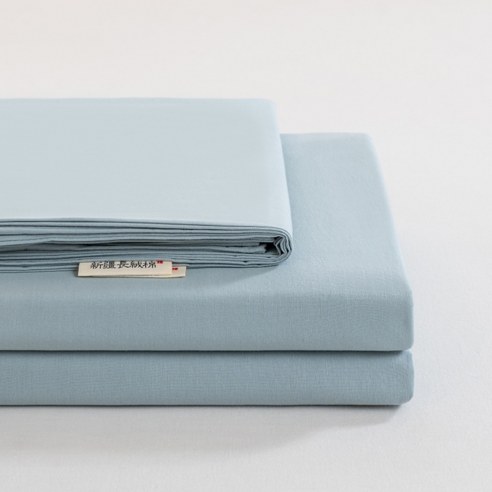 居美良品 2025新款100%全棉纯棉色织水洗棉床单 床单单件 碧波青