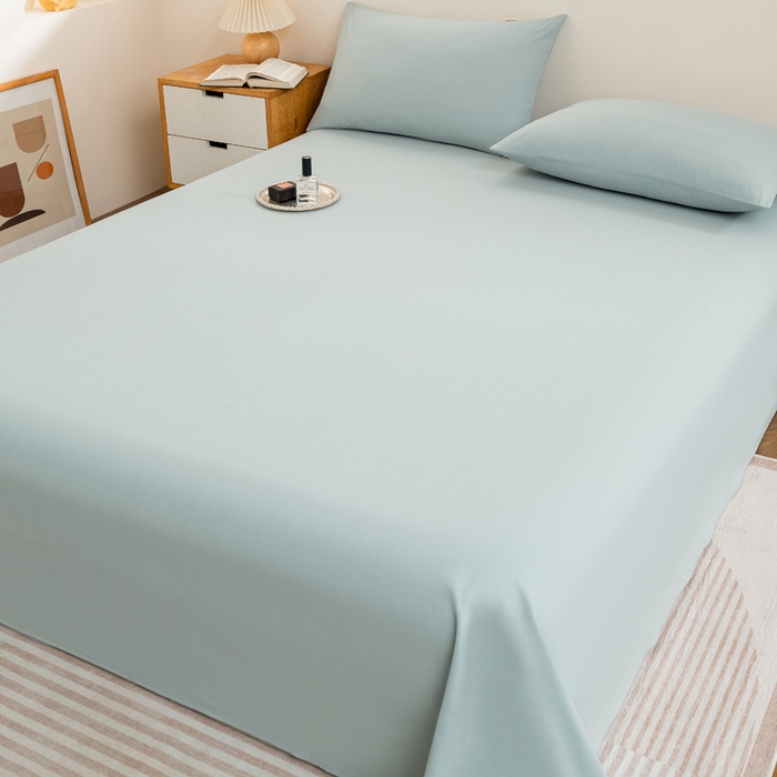 91家纺网 家纺一手货源 找家纺 居美良品 2025新款100%全棉纯棉色织水洗棉床单 床单单件 碧波青