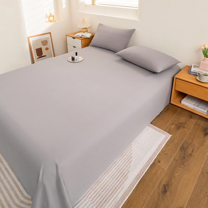 91家纺网 家纺一手货源 找家纺 居美良品 2025新款100%全棉纯棉色织水洗棉床单 床单单件 高冷灰