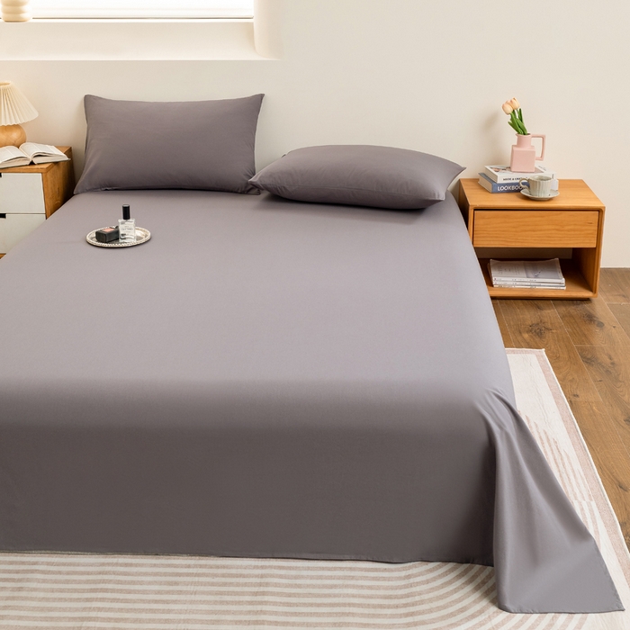 91家纺网 家纺一手货源 找家纺 居美良品 2025新款100%全棉纯棉色织水洗棉床单 床单单件 经典灰