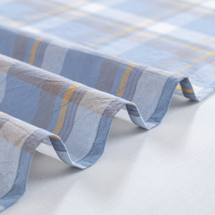 91家纺网 家纺一手货源 找家纺 居美良品 2025新款100%全棉纯棉色织水洗棉床单 床单单件 静雅-蓝