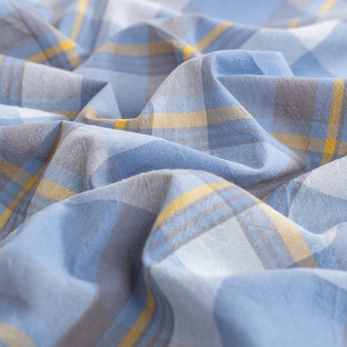 91家纺网 家纺一手货源 找家纺 居美良品 2025新款100%全棉纯棉色织水洗棉床单 床单单件 静雅-蓝