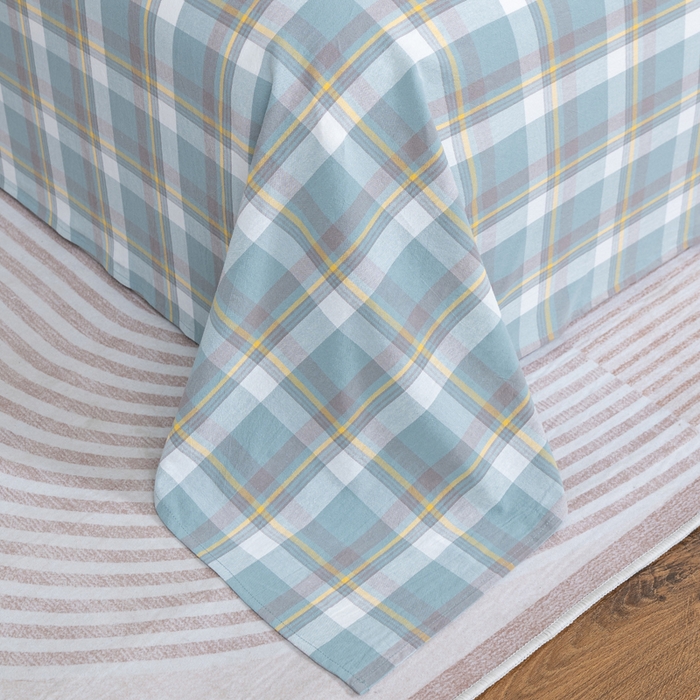 91家纺网 家纺一手货源 找家纺 居美良品 2025新款100%全棉纯棉色织水洗棉床单 床单单件 静雅-绿