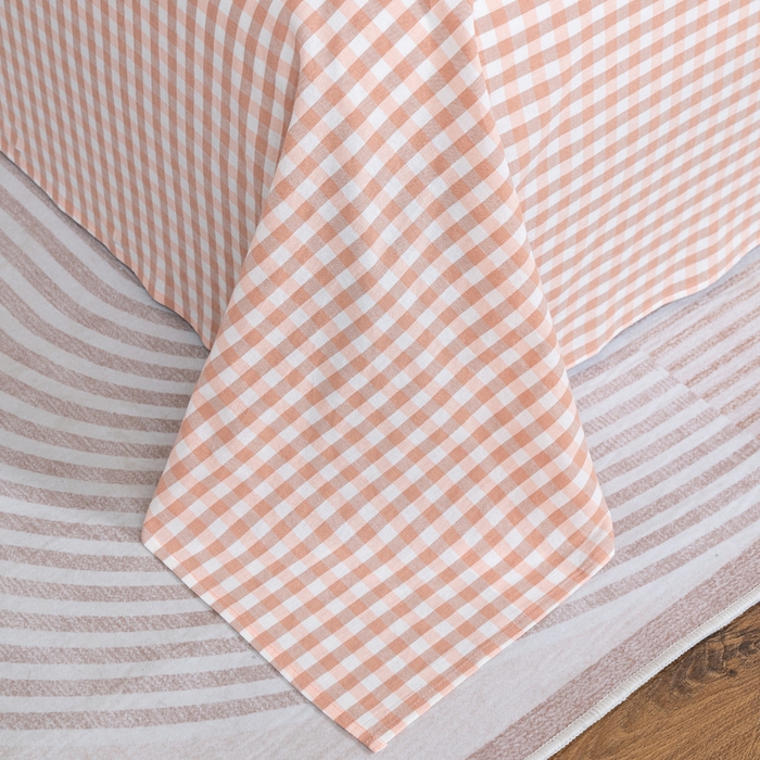 91家纺网 家纺一手货源 找家纺 居美良品 2025新款100%全棉纯棉色织水洗棉床单 床单单件 咖小格