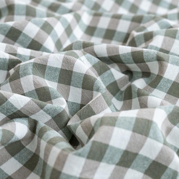 91家纺网 家纺一手货源 找家纺 居美良品 2025新款100%全棉纯棉色织水洗棉床单 床单单件 绿小格