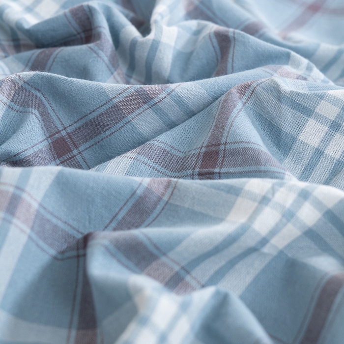 91家纺网 家纺一手货源 找家纺 居美良品 2025新款100%全棉纯棉色织水洗棉床单 床单单件 迷雾-蓝