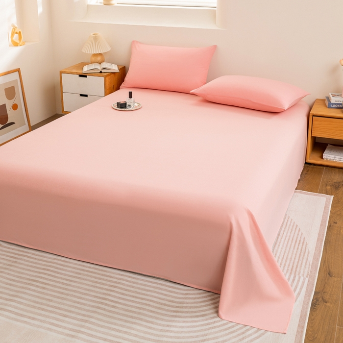 91家纺网 家纺一手货源 找家纺 居美良品 2025新款100%全棉纯棉色织水洗棉床单 床单单件 珊瑚玉