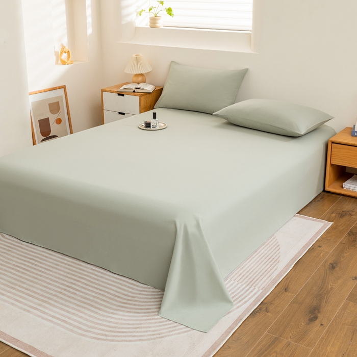 91家纺网 家纺一手货源 找家纺 居美良品 2025新款100%全棉纯棉色织水洗棉床单 床单单件 松石绿