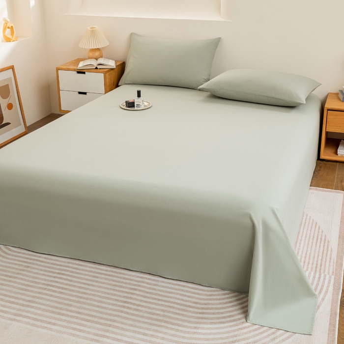 91家纺网 家纺一手货源 找家纺 居美良品 2025新款100%全棉纯棉色织水洗棉床单 床单单件 松石绿