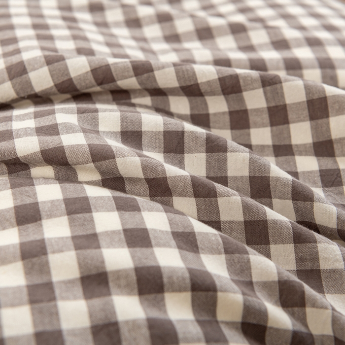 91家纺网 家纺一手货源 找家纺 居美良品 2025新款全棉色织水洗棉被套 灰小格