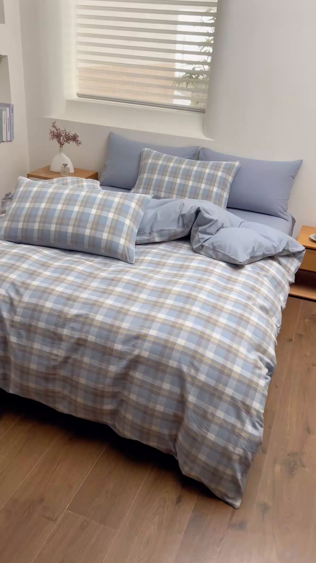 91家纺网 家纺一手货源 找家纺 居美良品 2025新款全棉色织水洗棉被套 静雅-蓝