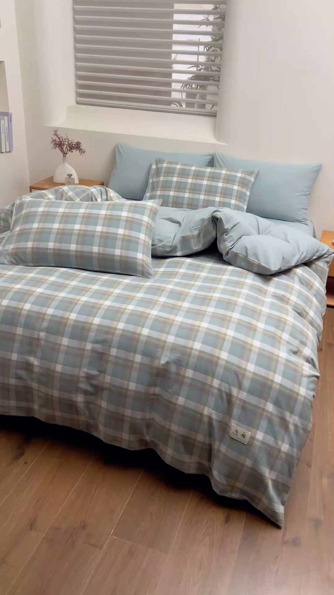 91家纺网 家纺一手货源 找家纺 居美良品 2025新款全棉色织水洗棉被套 静雅-绿