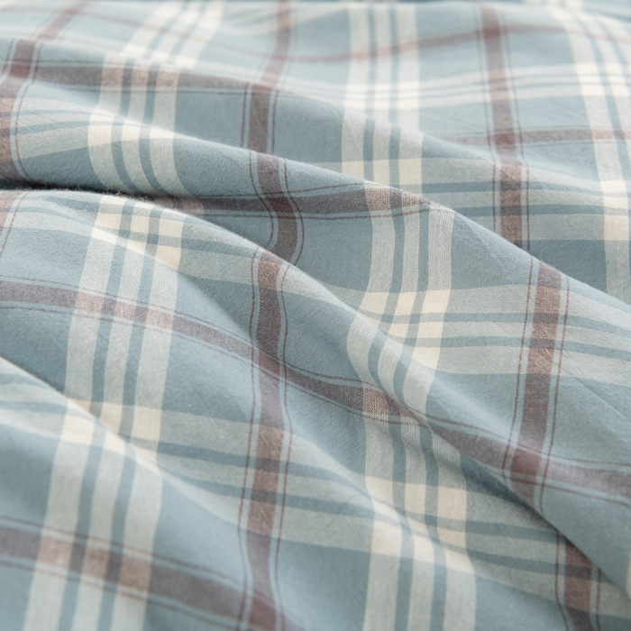 91家纺网 家纺一手货源 找家纺 居美良品 2025新款全棉色织水洗棉被套 迷雾-蓝