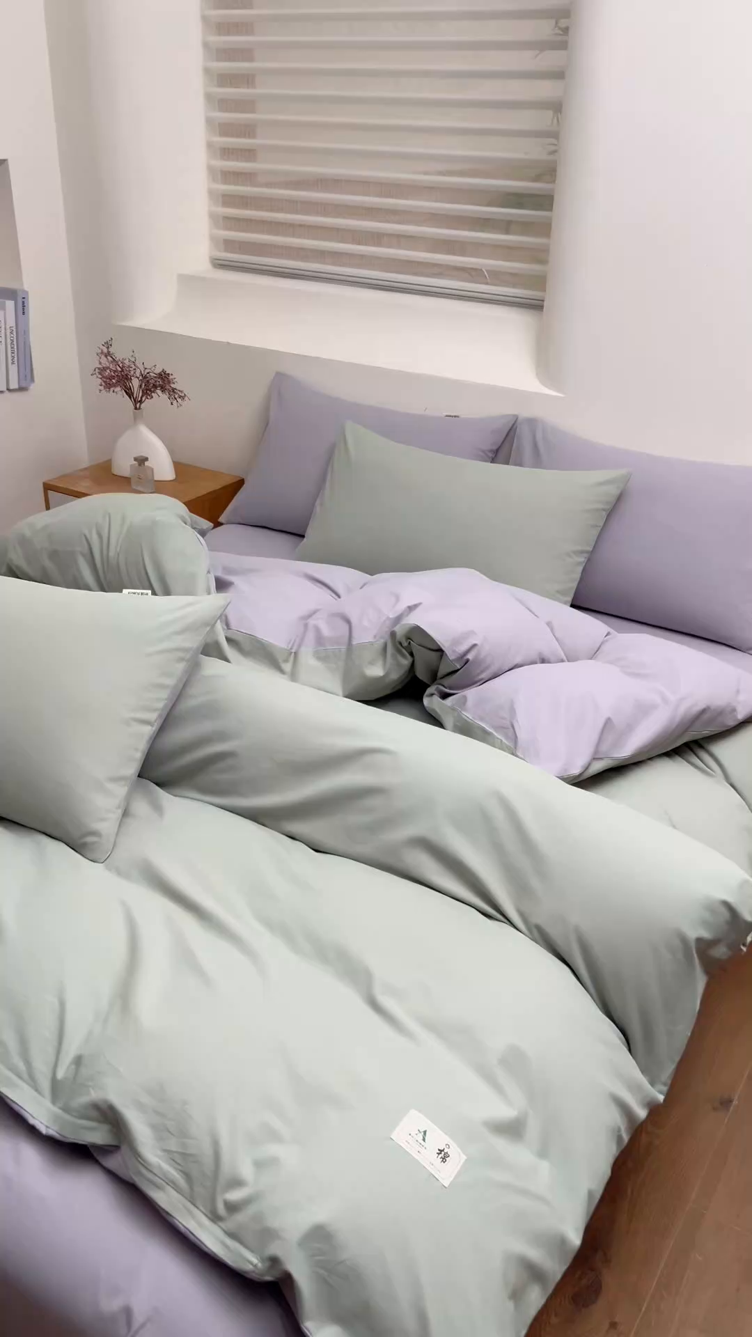 91家纺网 家纺一手货源 找家纺 居美良品 2025新款全棉色织水洗棉被套 松绿-灰