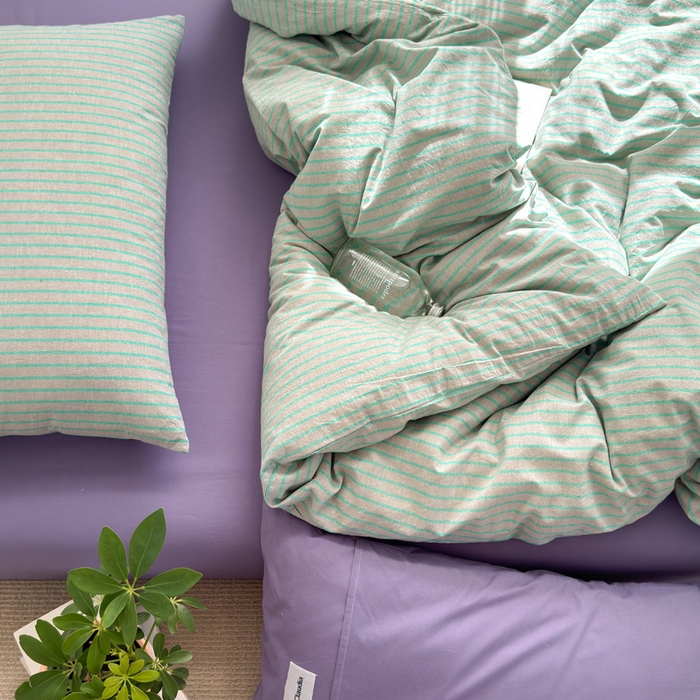 91家纺网 家纺一手货源 找家纺 （总）玖弘家居 2025新款全棉水洗棉条纹四件套