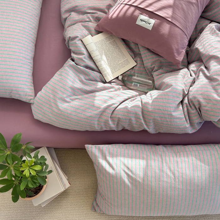 91家纺网 家纺一手货源 找家纺 （总）玖弘家居 2025新款全棉水洗棉条纹四件套