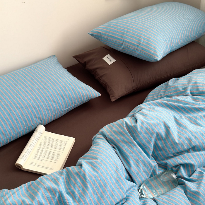 91家纺网 家纺一手货源 找家纺 （总）玖弘家居 2025新款全棉水洗棉条纹四件套