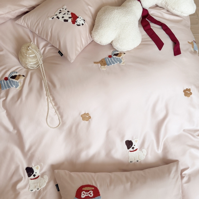 91家纺网 家纺一手货源 找家纺 （总）鹿班家居 2025年秋冬款100S长绒棉毛巾绣系列四件套—星星邮递员【标准会员-20元】