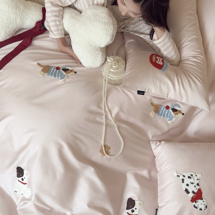 91家纺网 家纺一手货源 找家纺 （总）鹿班家居 2025年秋冬款100S长绒棉毛巾绣系列四件套—星星邮递员【标准会员-20元】