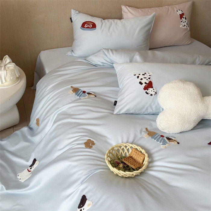 鹿班家居 2025年秋冬款100S长绒棉毛巾绣系列四件套—星星邮递员【标准会员-20元】 星星邮递员-蓝色