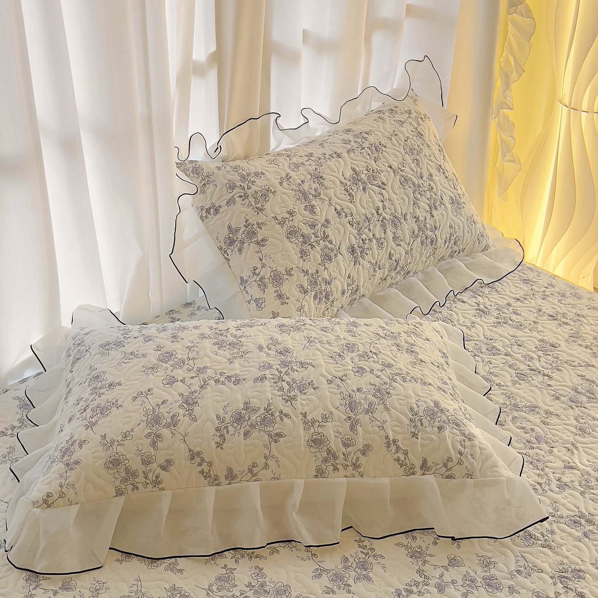 91家纺网 家纺一手货源 找家纺 （总）易辰美 2025新款亲肤舒适印花夹棉公主风枕套