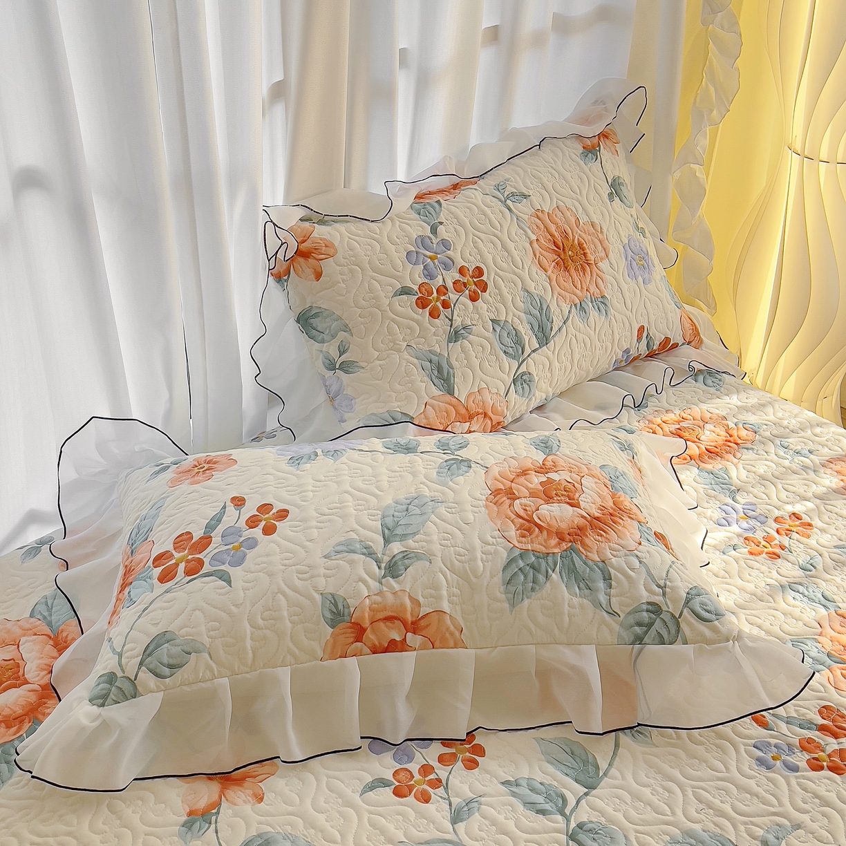 91家纺网 家纺一手货源 找家纺 （总）易辰美 2025新款亲肤舒适印花夹棉公主风枕套